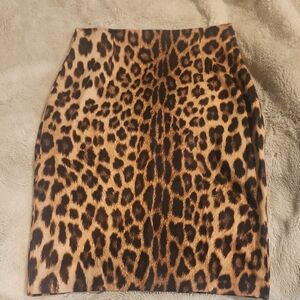 Zara Leopard Pencil Skirt Made In Spain Medium EUC